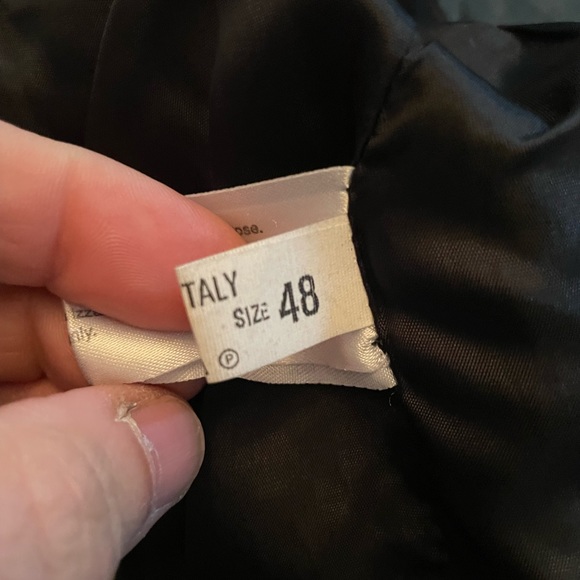 Anna Piazza Pitti Firenze Black Leather 4 Button Coat Jacket Sz 48 Made In Italy - Picture 9 of 9